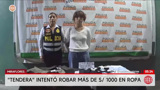 Detienen a tendera con más de S/ 1000 en ropa en Miraflores. Foto: América Noticias