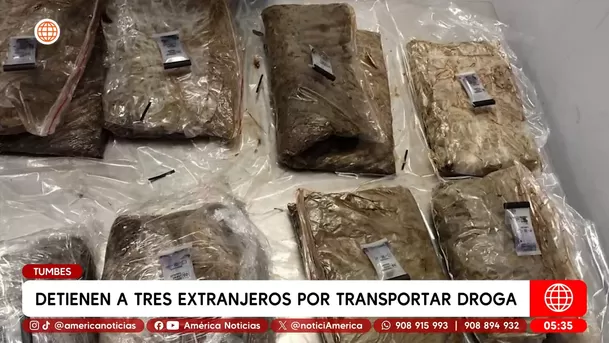Detienen a tres extranjeros por tráfico de droga en Tumbes. Foto: América Noticias
