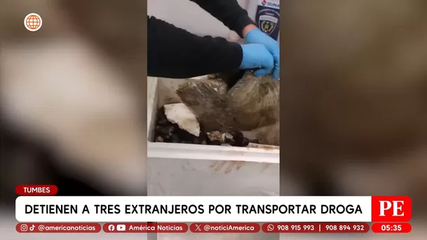 Detienen a tres extranjeros por tráfico de droga en Tumbes. Foto: América Noticias