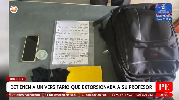 Detienen a universitario que extorsionaba a su profesor. Foto: América Noticias