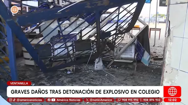 Graves daños tras detonación de explosivo en colegio de Ventanilla. Foto: América Noticias Graves daños tras detonación de explosivo en colegio de Ventanilla. Foto: América Noticias