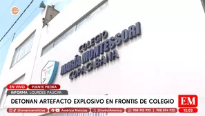 Detonan artefacto explosivo en frontis de colegio en Puente Piedra. Foto y video: América Noticias