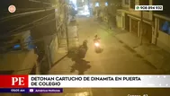 Detonan cartucho de dinamita en puerta de colegio en Comas