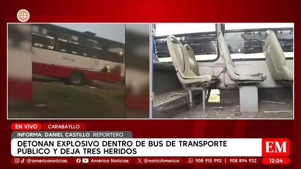 Detonan explosivo en bus de Carabayllo y dejan tres heridos. Foto: América Noticias