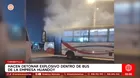 Detonan explosivo dentro de bus de empresa Huandoy en Carabayllo