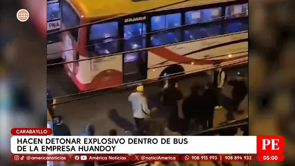 Detonan explosivo dentro de bus de la empresa Huandoy en Carabayllo. Foto: América Noticias