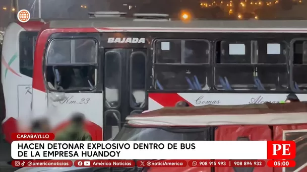 Detonan explosivo dentro de bus de la empresa Huandoy en Carabayllo. Foto: América Noticias