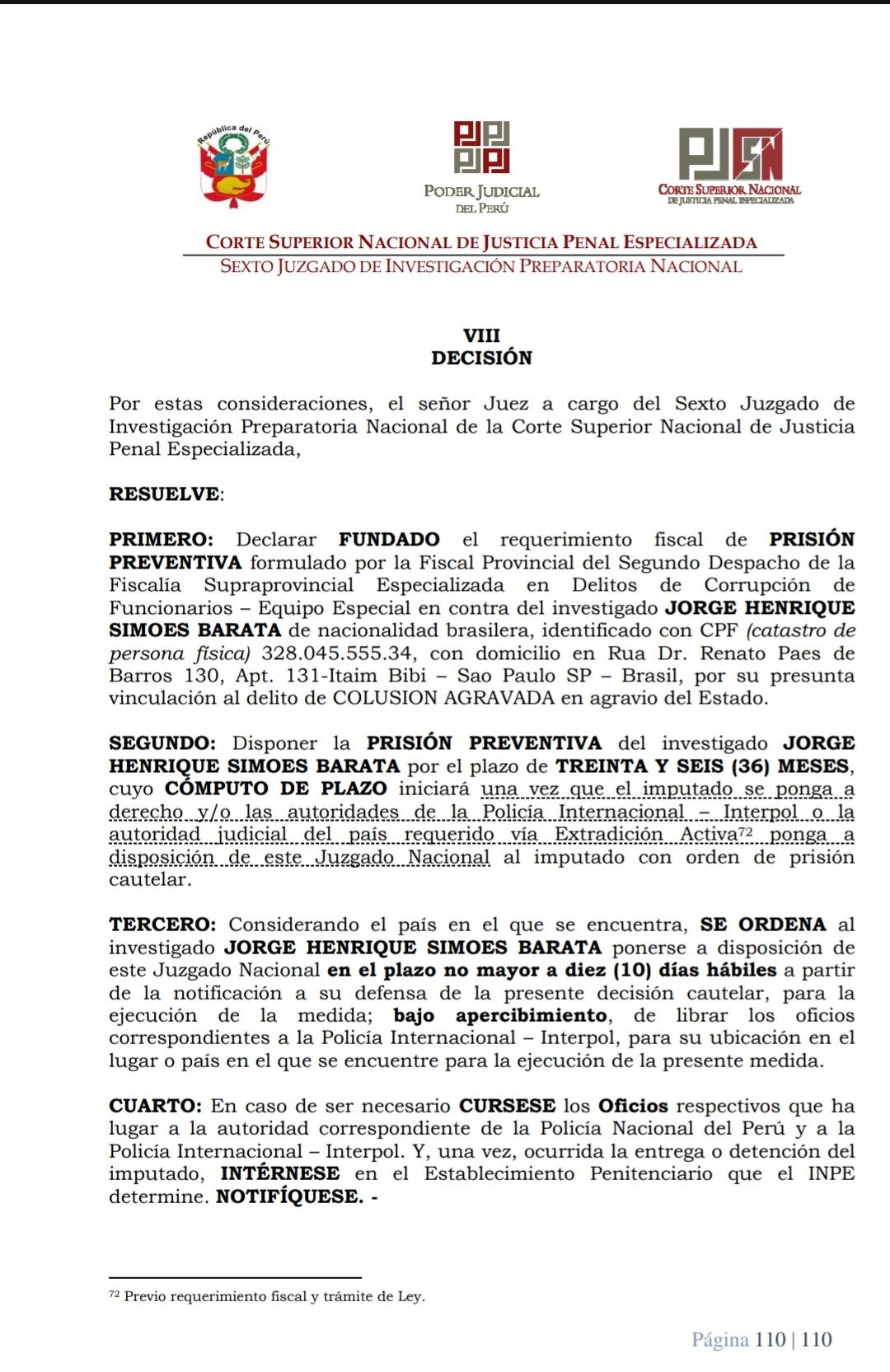 Dictan 36 meses de prisión preventiva contra Jorge Barata