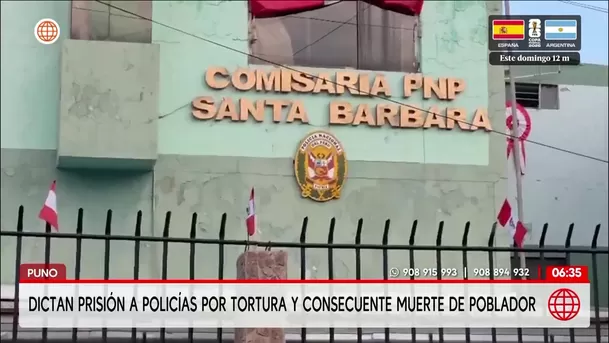 Dictan prisión preventiva a dos policías en Puno por muerte de hombre. Foto: América Noticias