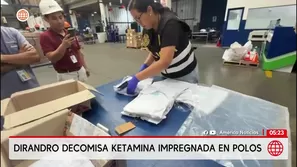 Dirandro decomisa ketamina impregnada en polos. Foto y video: Unidad de investigación