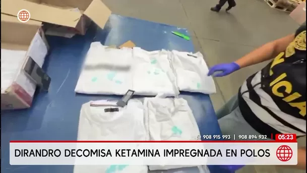 Dirandro decomisa ketamina impregnada en polos. Foto: Unidad de investigación