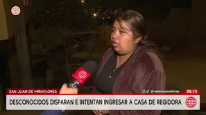 Disparan contra vivienda de regidora Andrea Huamaní en San Juan de Miraflores. Foto y video: América Noticias