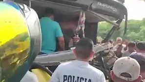 Dos heridos tras choque frontal entre bus y camión en San Martín. Video: Canal N