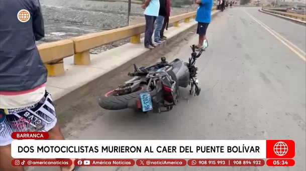 Dos motociclistas mueren al caer del puente Bolívar en Barranca. Foto: América Noticias