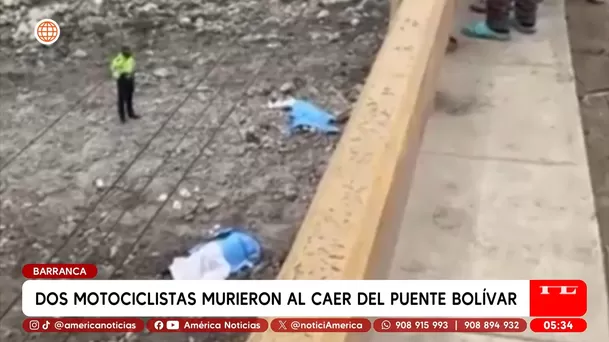 Dos motociclistas mueren al caer del puente Bolívar en Barranca. Foto: América Noticias
