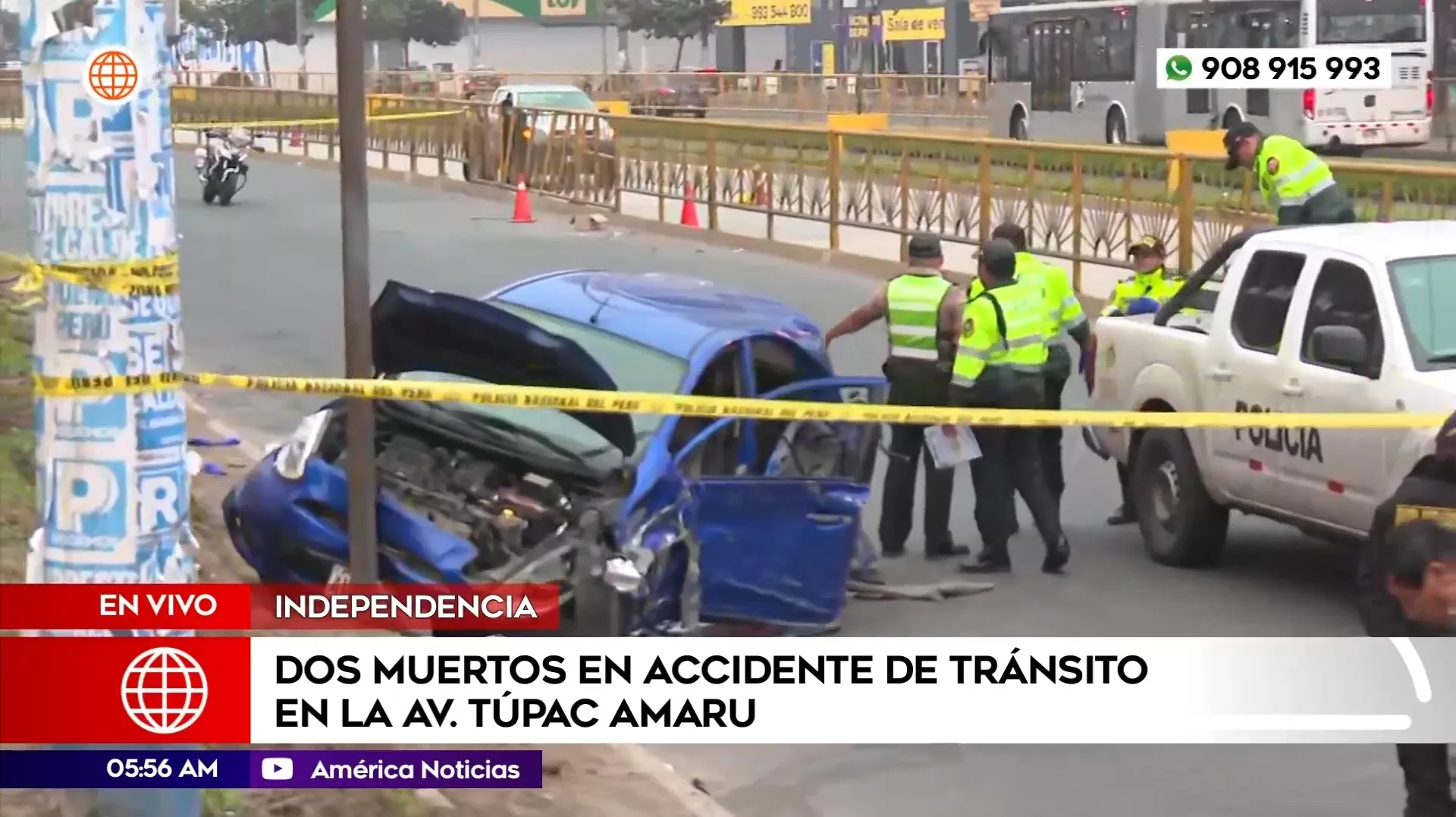 Dos muertos en accidente de tránsito en la avenida Túpac Amaru en Independencia. Foto: América Noticias