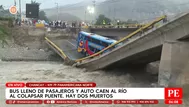 Dos muertos por caída de bus y auto al colapsar puente en Chancay