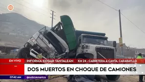 Dos muertos tras choque de camiones en Carabayllo. Foto y video: América Noticias