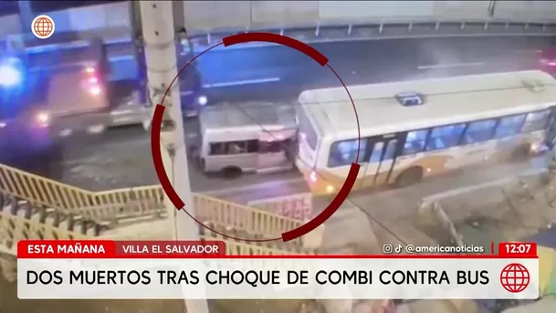 Dos muertos tras choque de combi contra bus en Villa El Salvador. Foto: América Noticias