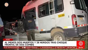 Dos muertos y 28 heridos tras choque frontal de dos combis en Puno. Foto y video: América Noticias