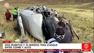 Dos muertos y 15 heridos tras choque entre combi y auto en Puno