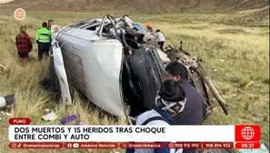 Dos muertos y 15 heridos tras choque entre combi y auto en Puno. Foto y video: América Noticias