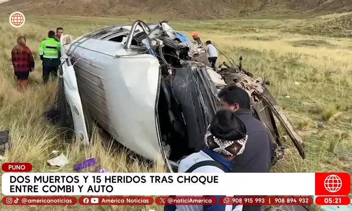 Puno: Dos muertos tras choque entre combi y auto