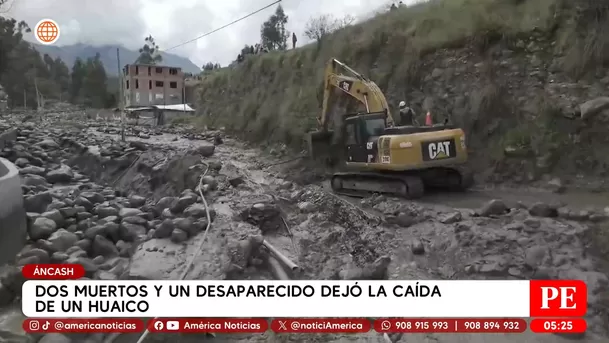 Dos muertos y un desaparecido dejó la caída de un huaico en Áncash. Foto: América Noticias Dos muertos y un desaparecido dejó la caída de un huaico en Áncash. Foto: América Noticias