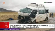 Dos muertos y diez heridos tras choque en Puno