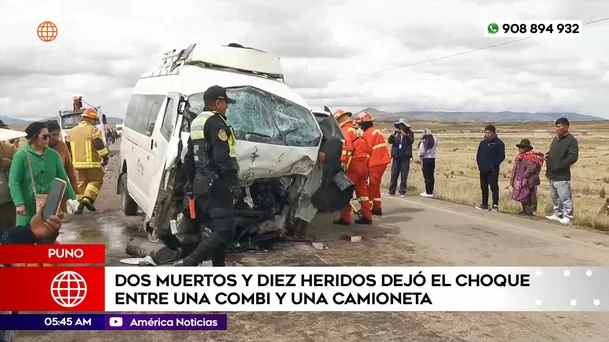 Dos muertos y diez heridos dejó el choque entre una combi y una camioneta en Puno. Foto: América Noticias