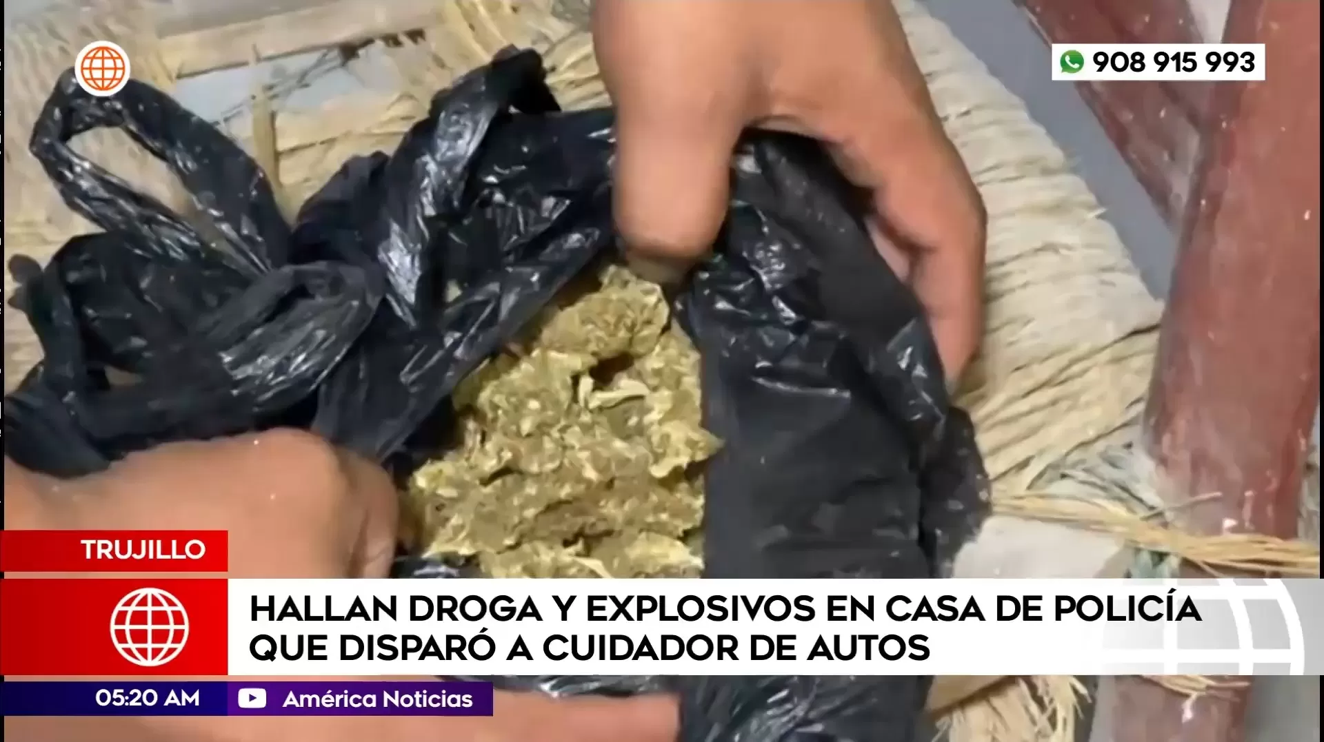Hallan droga y explosivos en casa de policía que disparó a cuidador de autos en Trujillo. Foto: América Noticias Hallan droga y explosivos en casa de policía que disparó a cuidador de autos en Trujillo. Foto: América Noticias