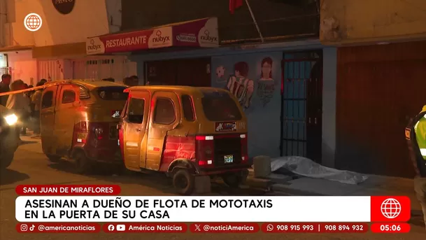 Asesinan a dueño de flota de mototaxis en la puerta de su casa en San Juan de Miraflores. Foto: América Noticias