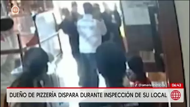 Dueño de pizzería realiza disparos al aire durante inspección en La Victoria/ América Noticias Dueño de pizzería realiza disparos al aire durante inspección en La Victoria/ América Noticias
