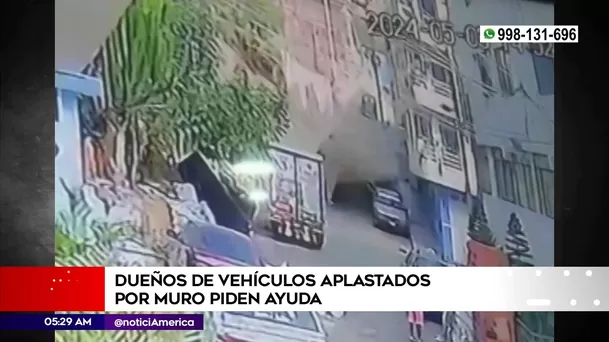 Momento de la caída de muro de concreto | Imagen: América Noticias