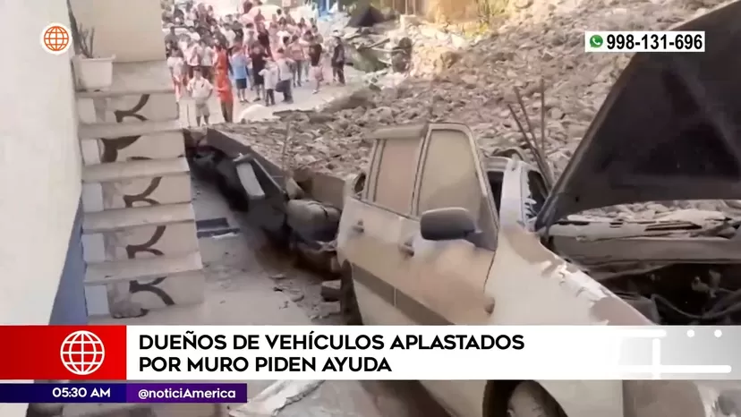 Dueños de autos aplastados por derrumbe en Independencia exigen que alguien se haga responsable