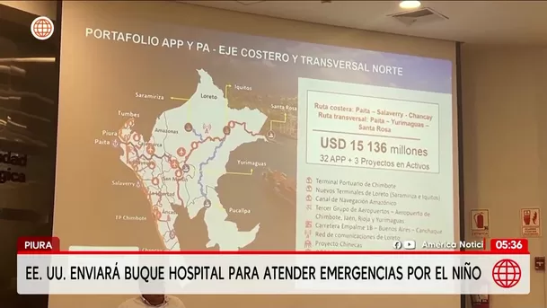 EE. UU. enviará buque hospital a Paita por el Fenómeno El Niño. Foto: América Noticias