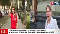 Mónica Saavedra por Acción Popular y Beatriz Mejía por Avanza País