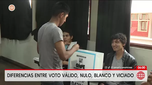 Diferencias entre voto válido, nulo, blanco y viciado. Foto: América Noticias