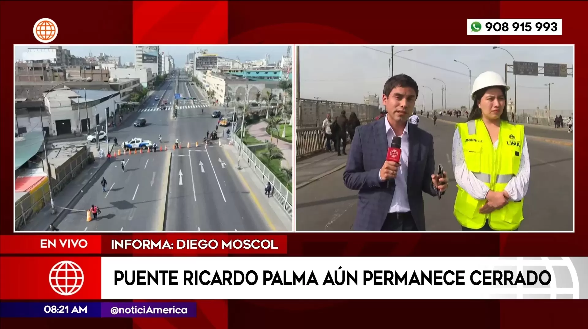 Puente Ricardo Palma aún permanece cerrado. Foto: América Noticias