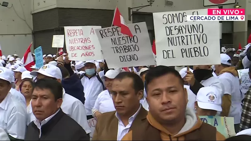 Emolienteros marchan en contra de la Municipalidad de Lima por reubicación