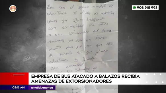 Empresa de bus atacado recibía amenazas de extorsionadores. Foto: América Noticias