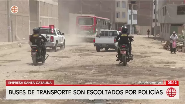 Empresa Santa Catalina retoma rutas con resguardo policial. Foto: América Noticias