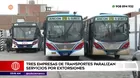 Empresas de transporte paralizan servicios por extorsiones