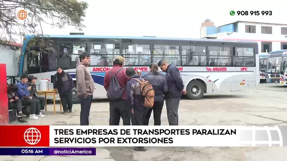 Empresas de transporte paralizan servicios por extorsiones. Foto: América Noticias