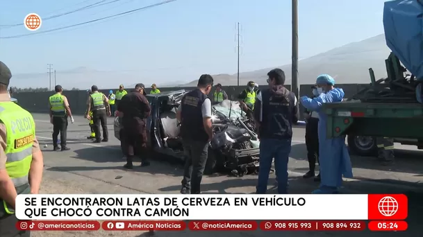 Se encontraron latas de cerveza en vehículo que chocó contra camión en la Panamericana Norte. Foto: América Noticias