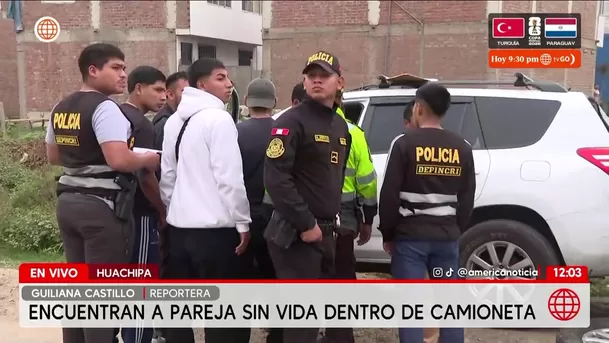 Encuentran a pareja sin vida dentro de una camioneta en Huachipa. Foto: América Noticias Encuentran a pareja sin vida dentro de una camioneta en Huachipa. Foto: América Noticias