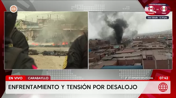 Enfrentamiento en Carabayllo por desalojo de terreno. Foto: América Noticias
