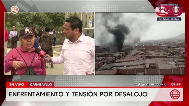 Enfrentamiento en Carabayllo por desalojo de terreno. Foto: América Noticias
