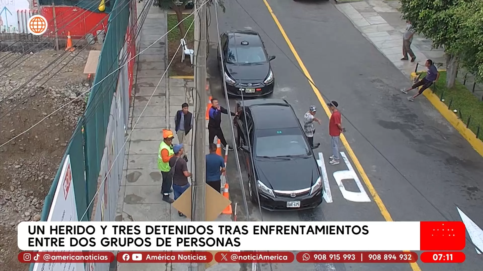 Violento enfrentamiento por cupos en obra dejó un herido en Miraflores. Foto: América Noticias Violento enfrentamiento por cupos en obra dejó un herido en Miraflores. Foto: América Noticias