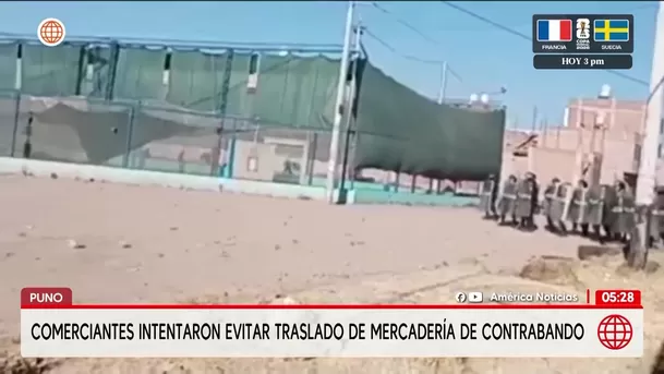 Enfrentamiento en Puno por decomiso de contrabando. Foto: América Noticias